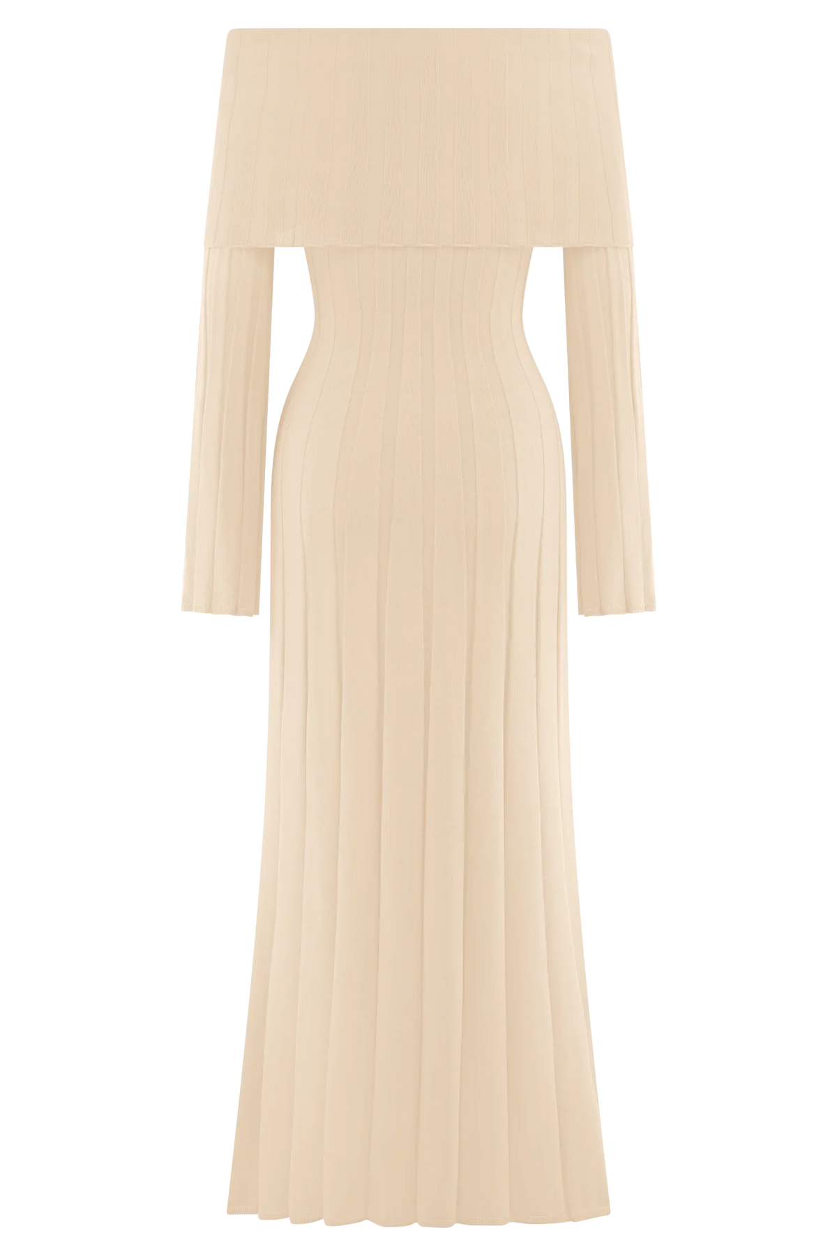 Alonza Long Sleeve Knit Midi Dress Cream