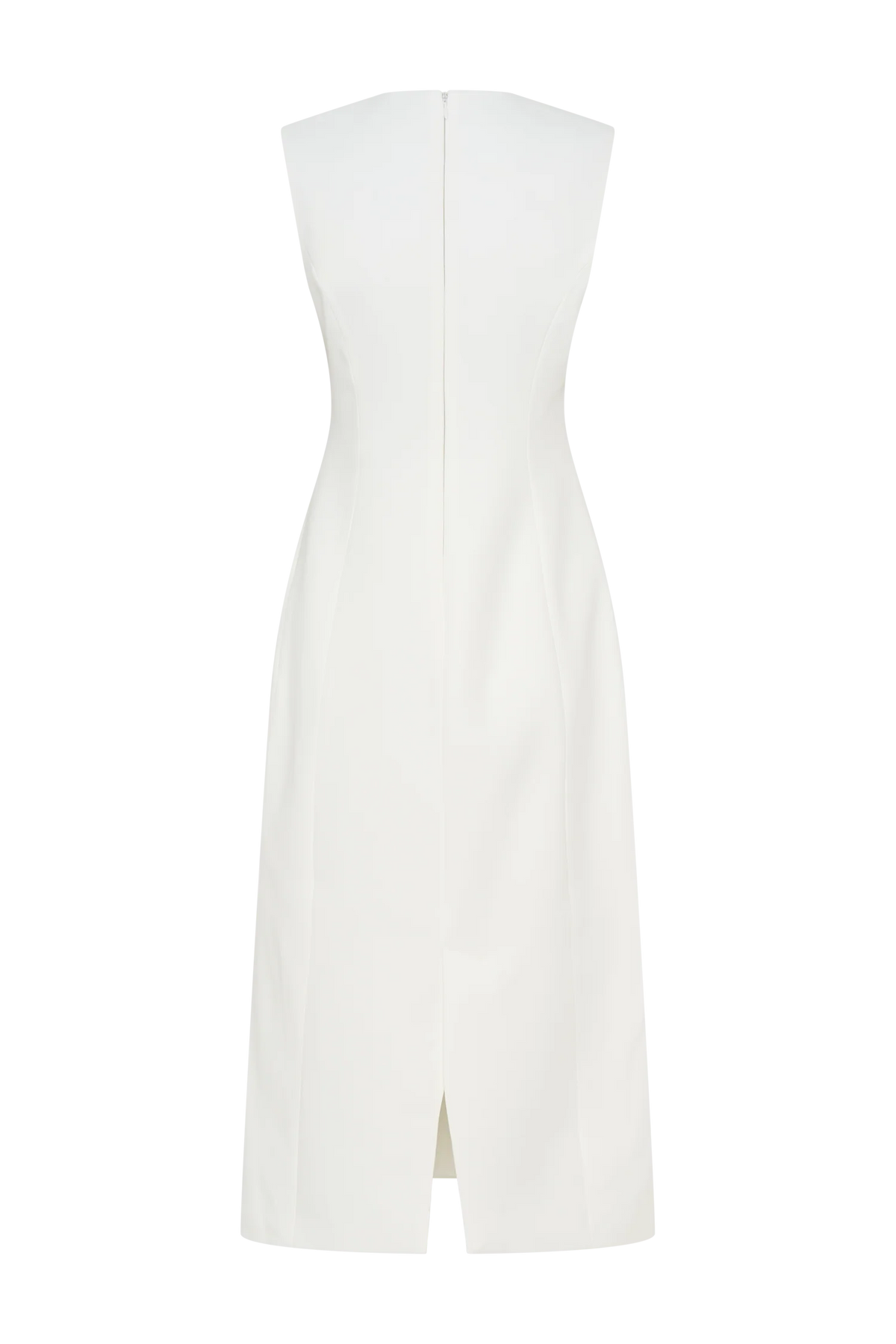 Audrine Suiting Sleeveless Midi Dress Ivory