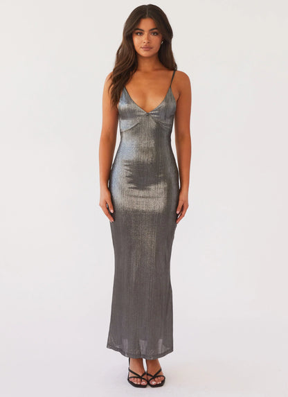 Alexa Metallic Maxi Dress Twilight