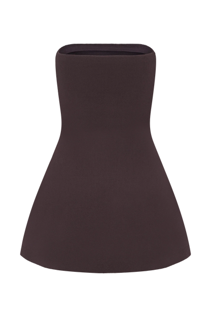 Anette Bandage Knit Strapless Top Chocolate