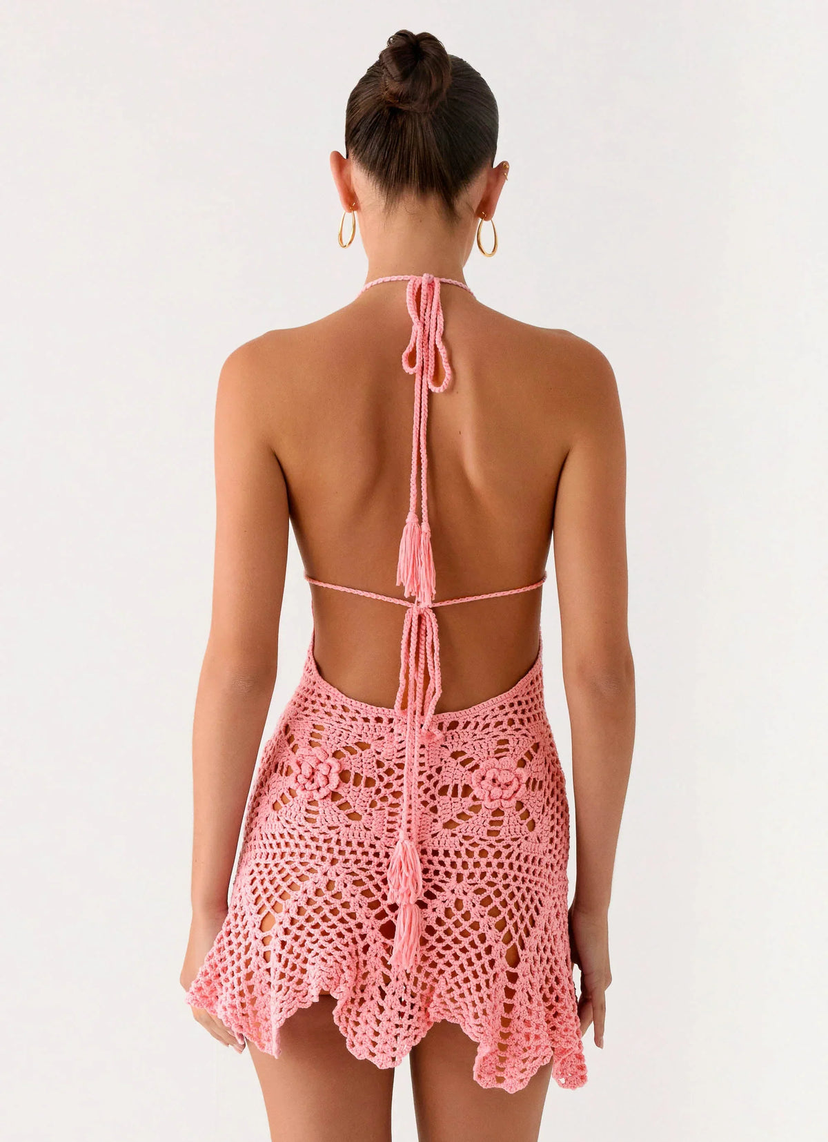 Beach Days Crochet Mini Dress Pink