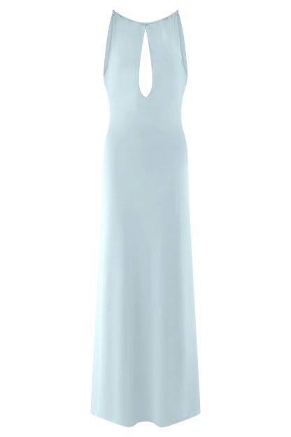 Beryl Slinky Maxi Dress With Pearls Pale Blue