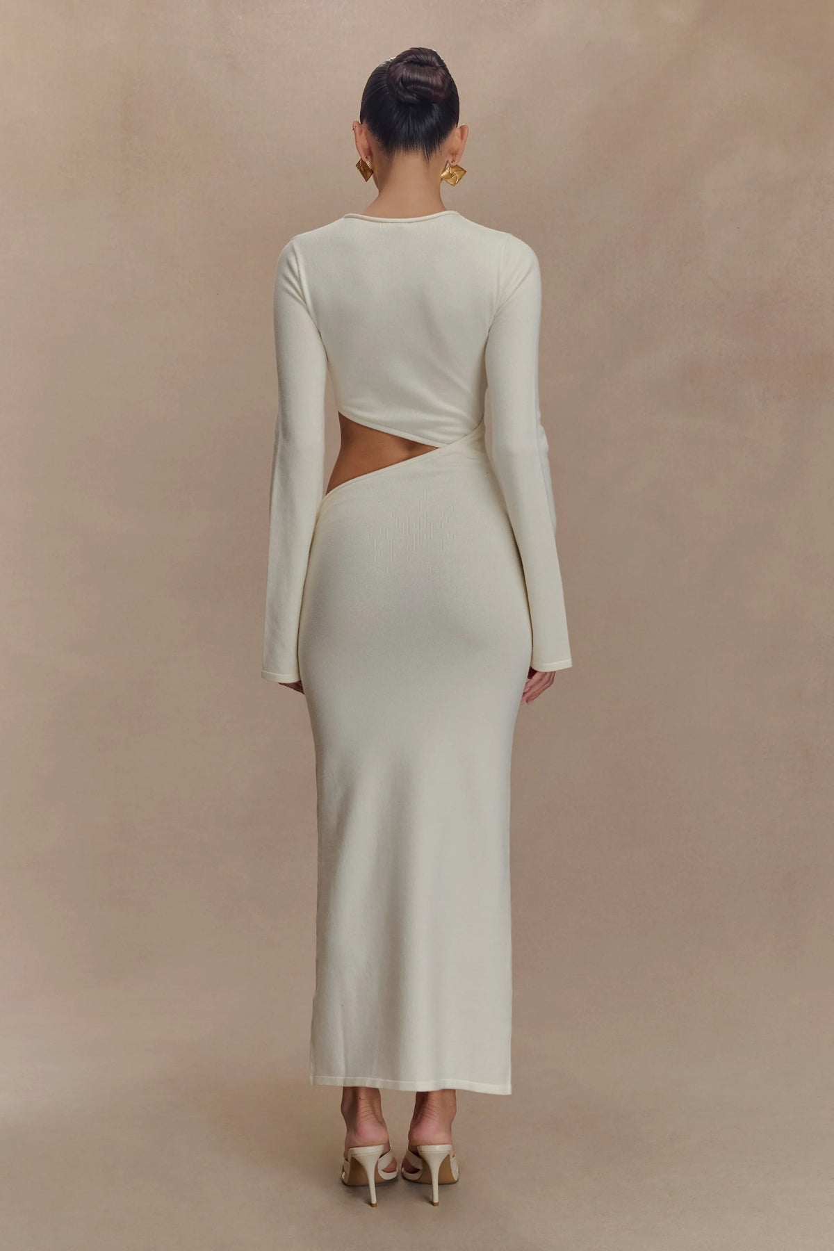 Azariah Long Sleeve Knit Midi Dress Ivory