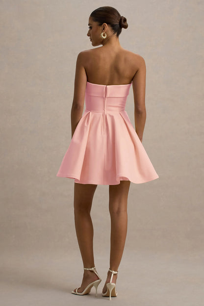 Bruna Light Pink Bandeau Skater Mini Dress