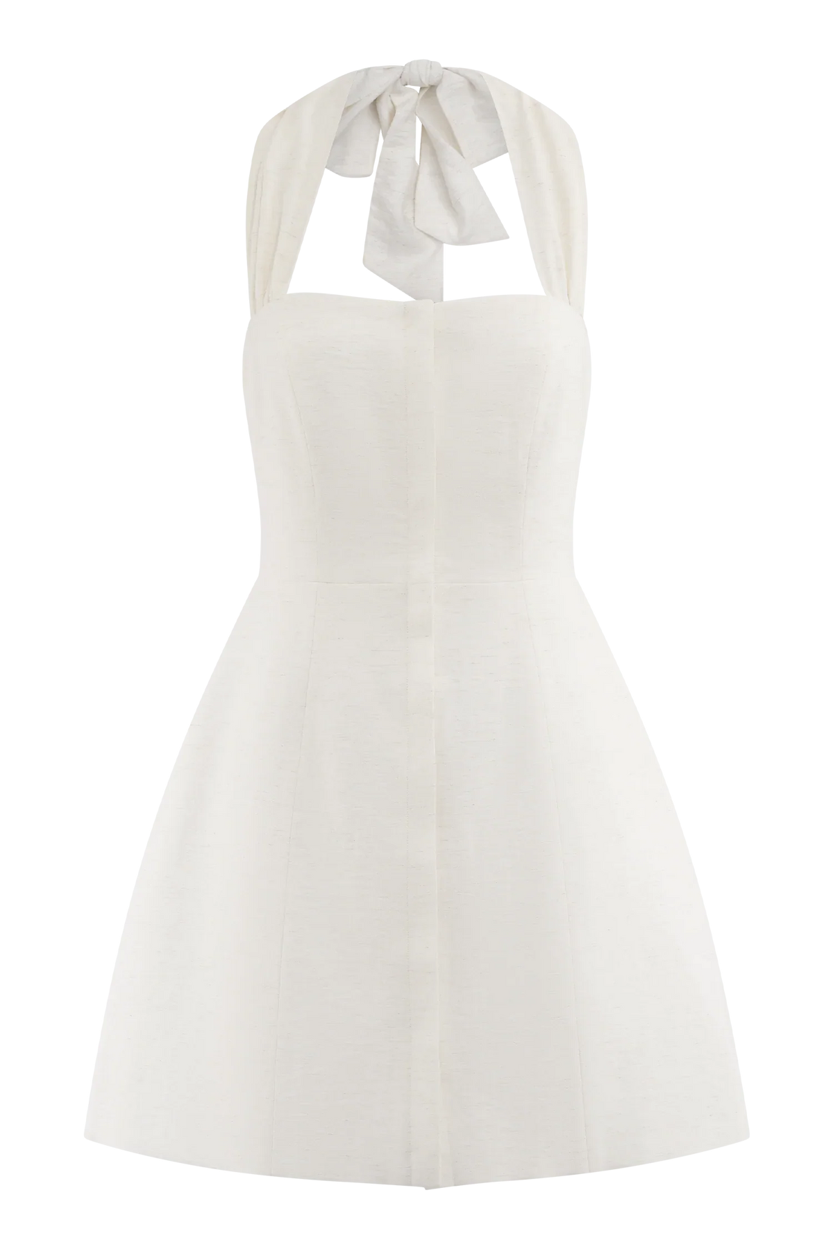 Anya Linen Halter Mini Dress Oat Marle