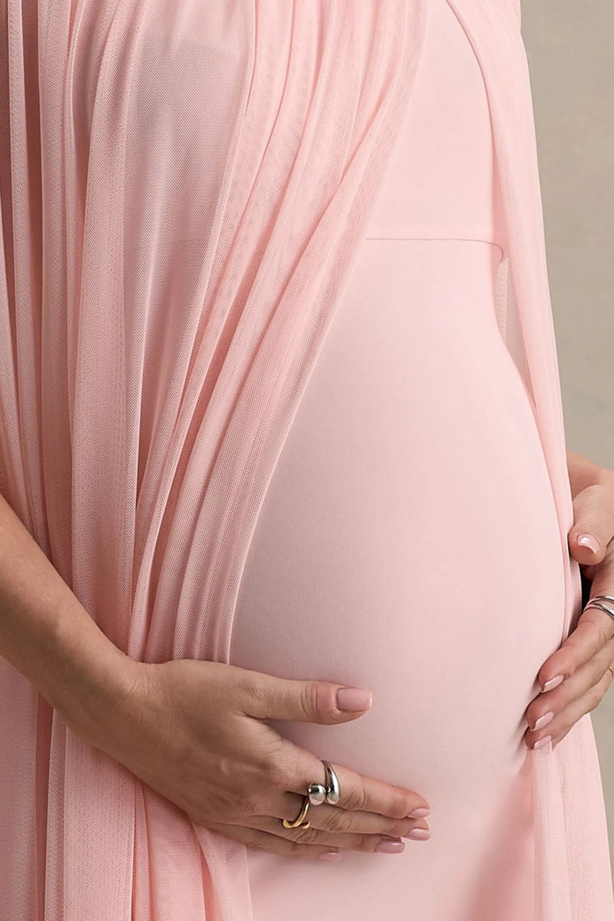 Atmosphere Pink Bandeau Maternity Mini Dress With Mesh Overlay