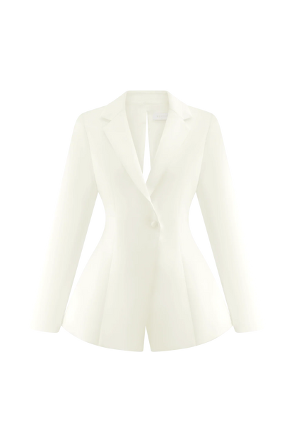 Ada Tailored Satin Blazer Ivory