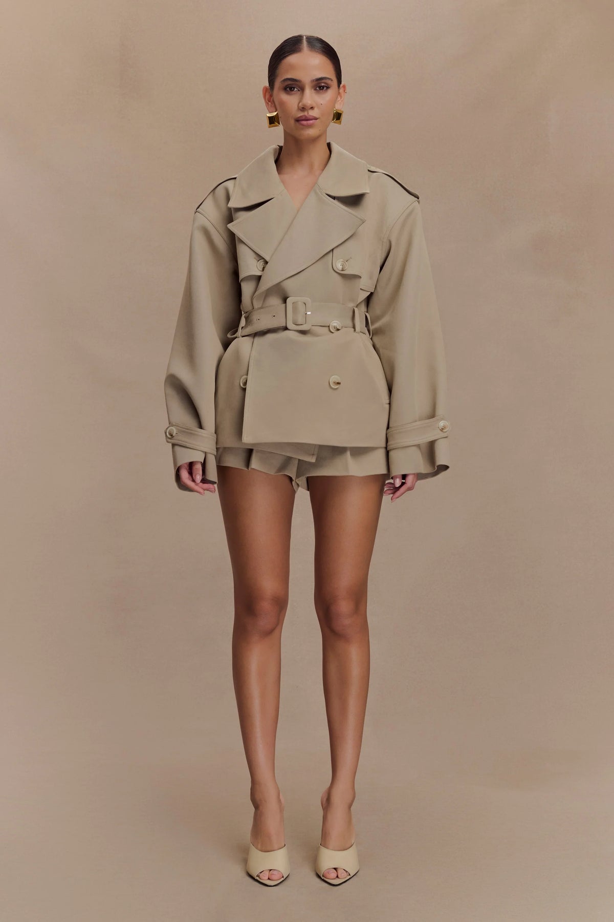 Alden Short Trench Jacket Pebble