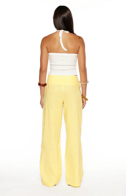 Alamara Yellow Floral Detail Wide Leg Pants - PRE ORDER