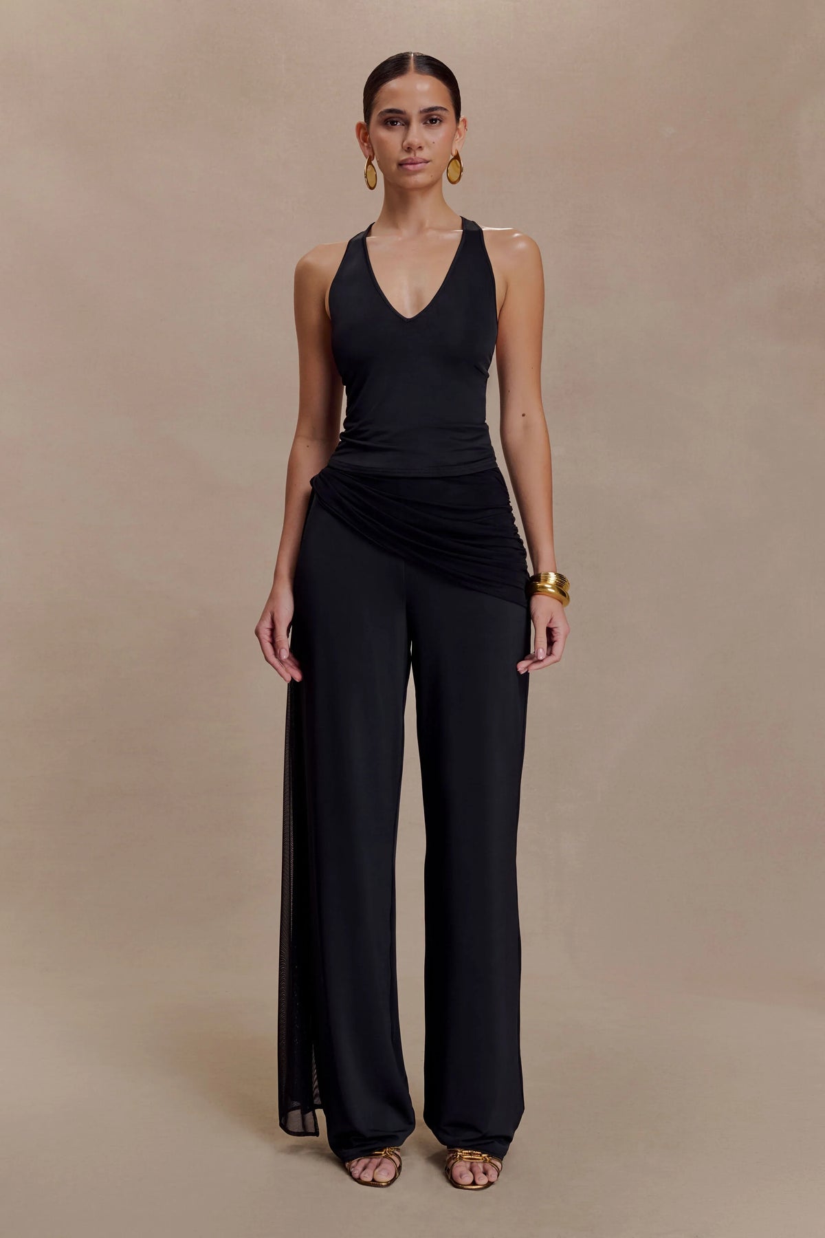 Aspyn Slinky And Mesh Top Black