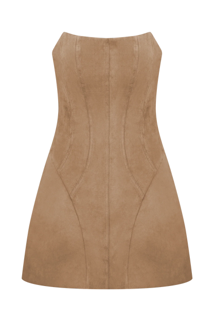 Andy Faux Suede Mini Dress Camel