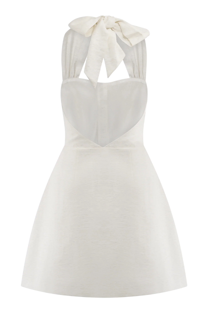 Anya Linen Halter Mini Dress Oat Marle