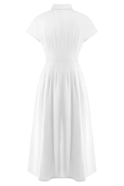 Aysha Buttoned Linen Midi Dress White