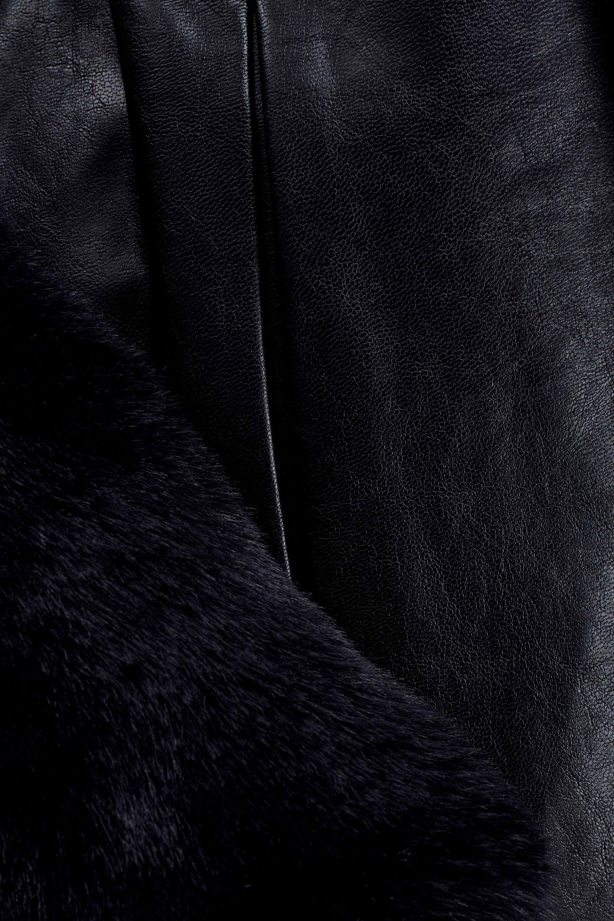 Bec Faux Leather Trench Coat With Faux Fur Black