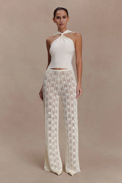 Angelika Twist Front Knit Top Ivory