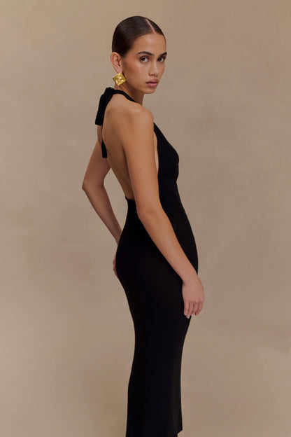 Ayella Cowl Knit Maxi Dress Black