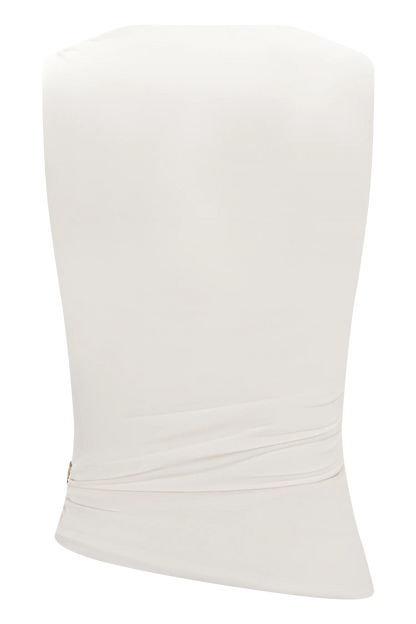 Amia Slinky Sleeveless Top With Hardware Ivory