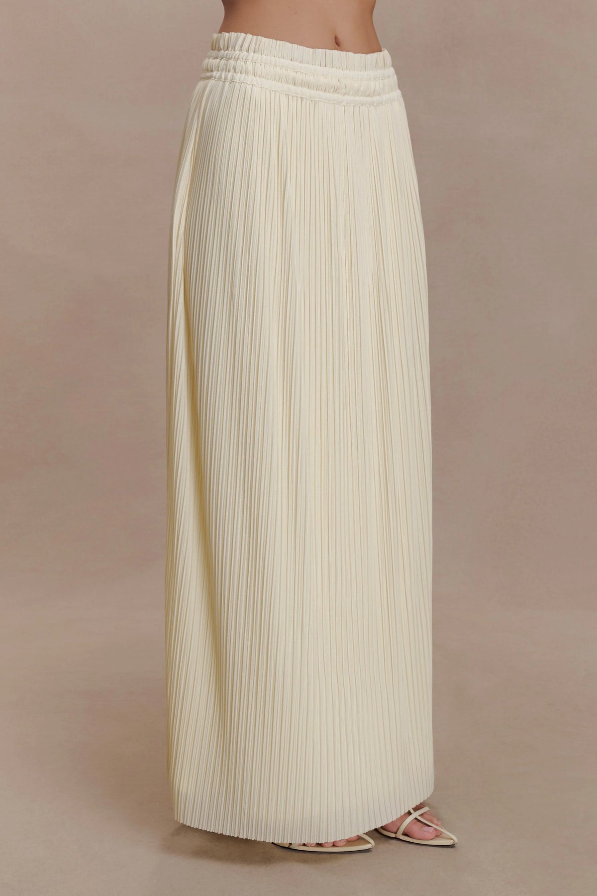 Amaris Gathered Plisse Maxi Skirt Lemon