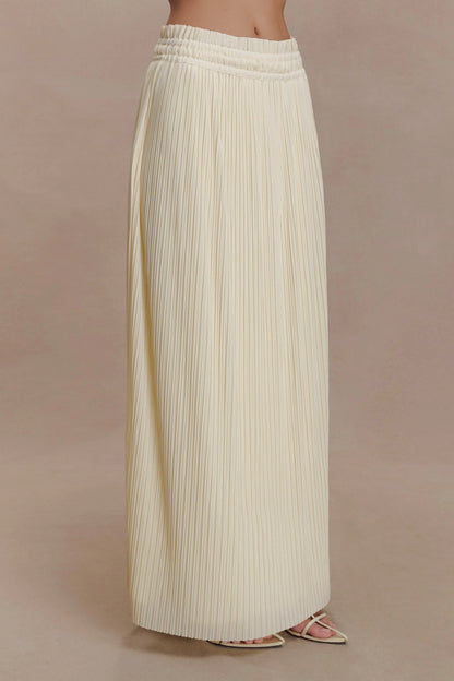 Amaris Gathered Plisse Maxi Skirt Lemon