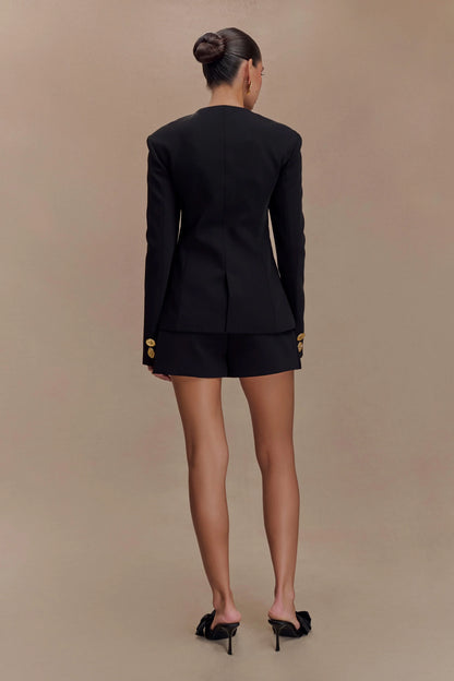 Asia Mixed Button Blazer Black