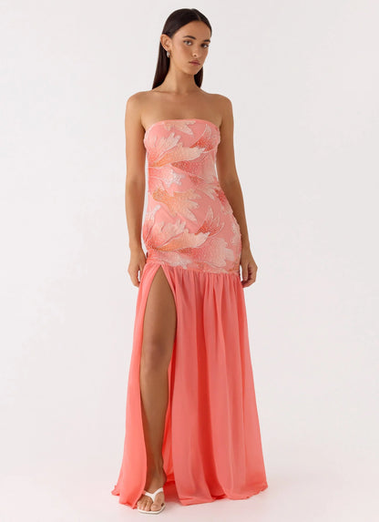 Allana Beaded Maxi Dress Papaya