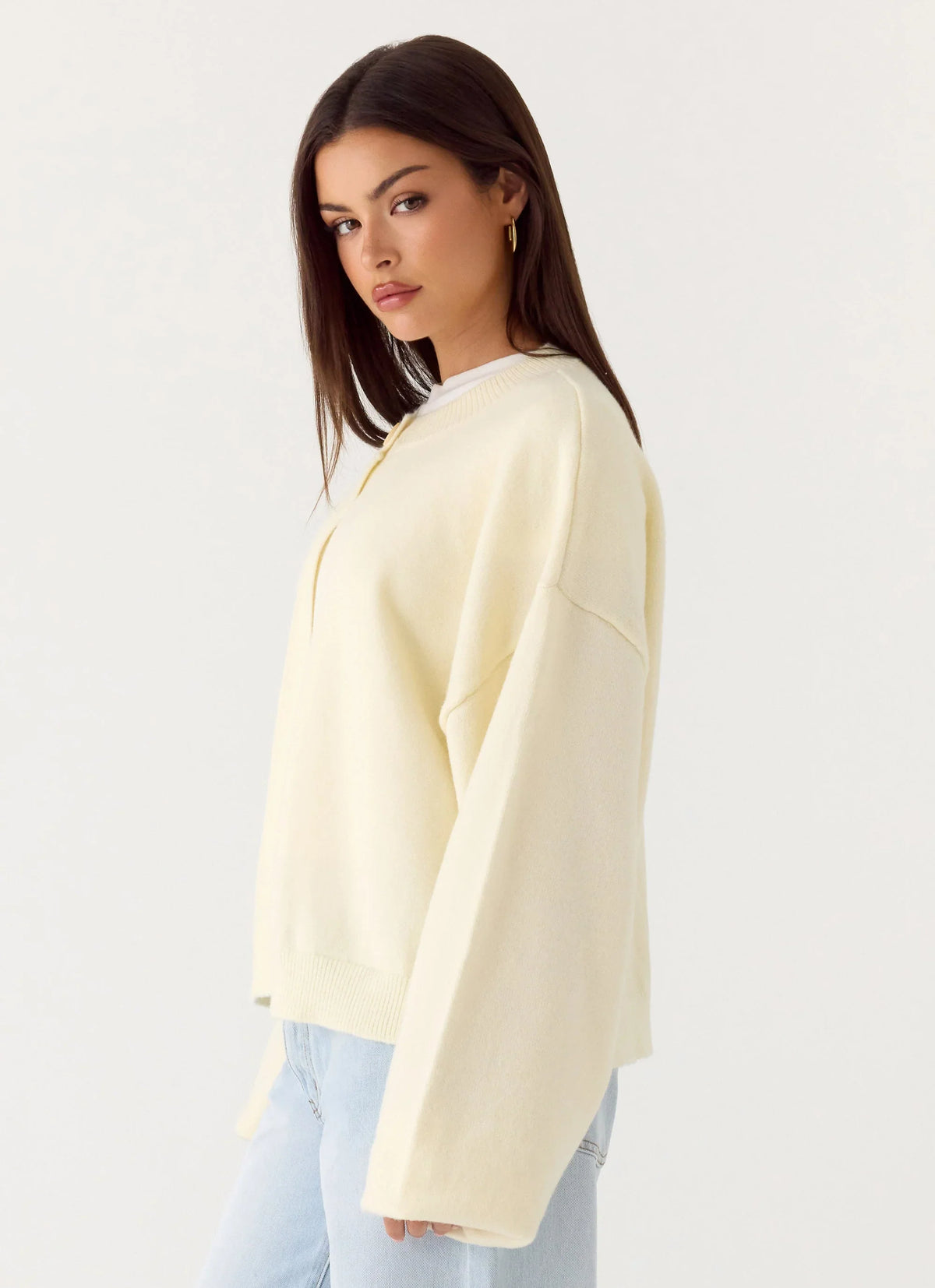 Annie One Button Cardigan Ivory Cream