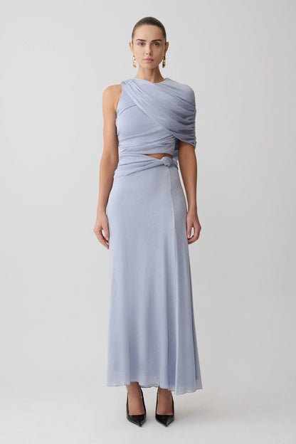 Adrienne One Shoulder Lurex Top Pastel Blue