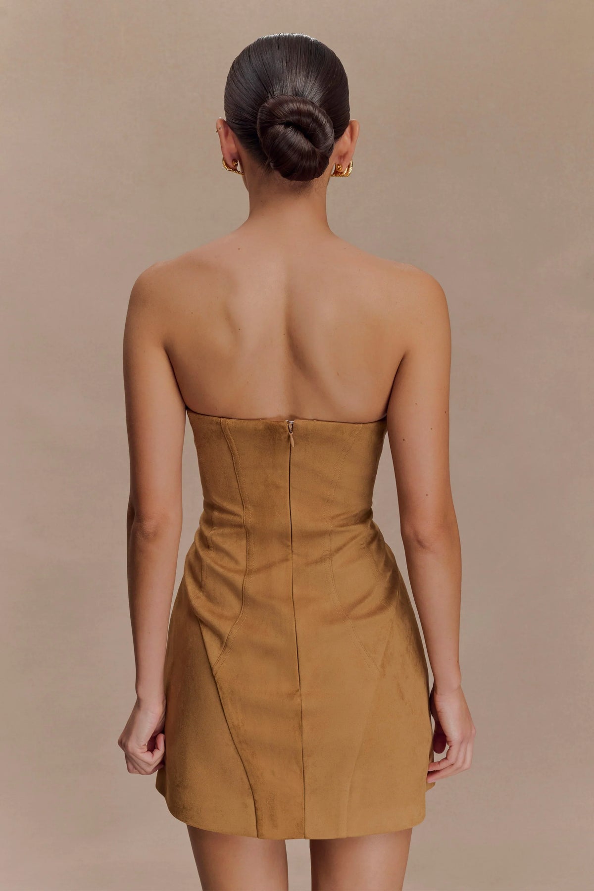 Andy Faux Suede Mini Dress Camel