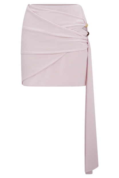 Alicent Slinky Beaded Mini Skirt Pale Pink