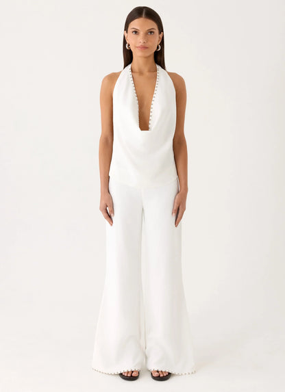Ashika Studded Pants - White