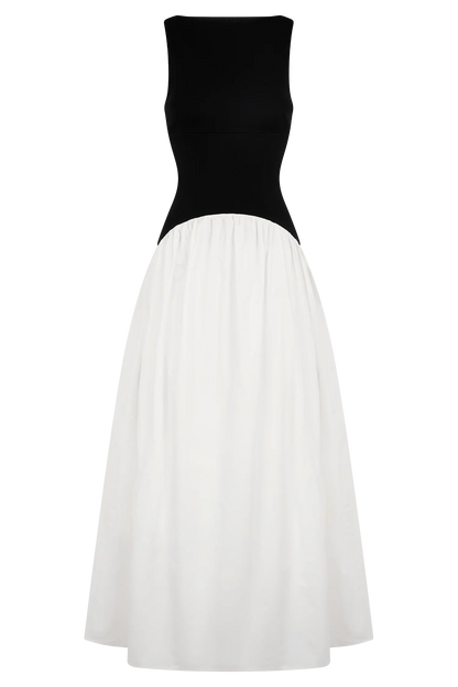 Acacia Contrast Sleeveless Maxi Dress Black White