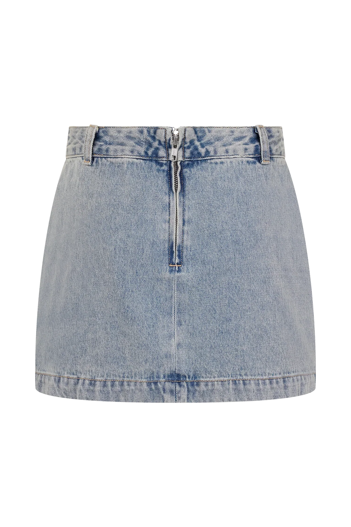 Alessia Embroidered Denim Mini Skirt Light Vintage