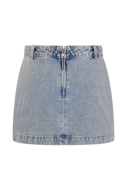 Alessia Embroidered Denim Mini Skirt Light Vintage
