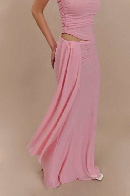Arna Mesh Maxi Skirt Candy Pink