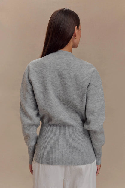 Alexia Buttoned Oversized Cardigan Grey Marle