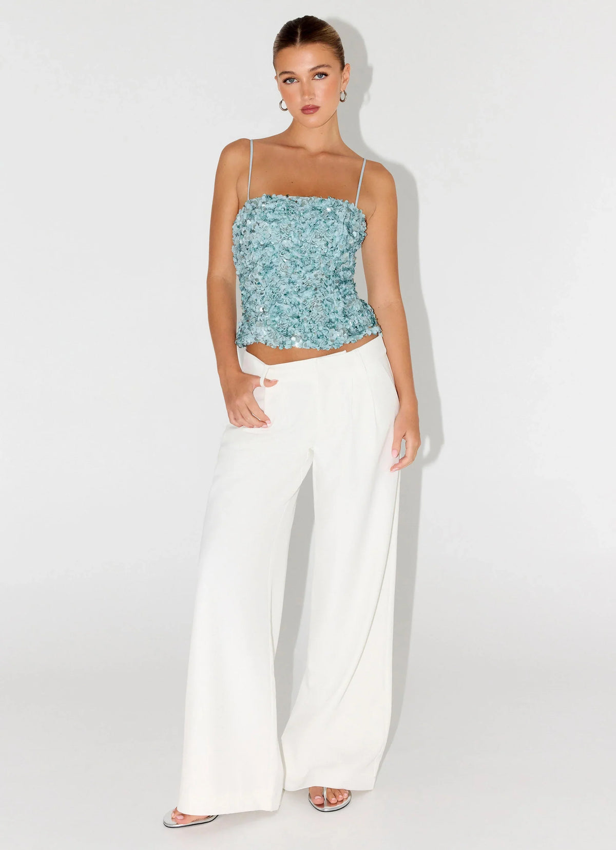 Alayna Sequin Top Aqua