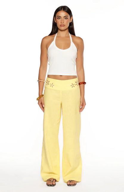 Alamara Yellow Floral Detail Wide Leg Pants PRE ORDER