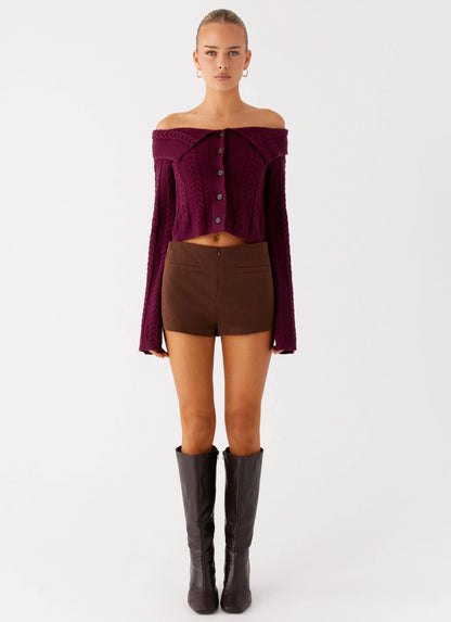 All Hours Cable Knit Plum