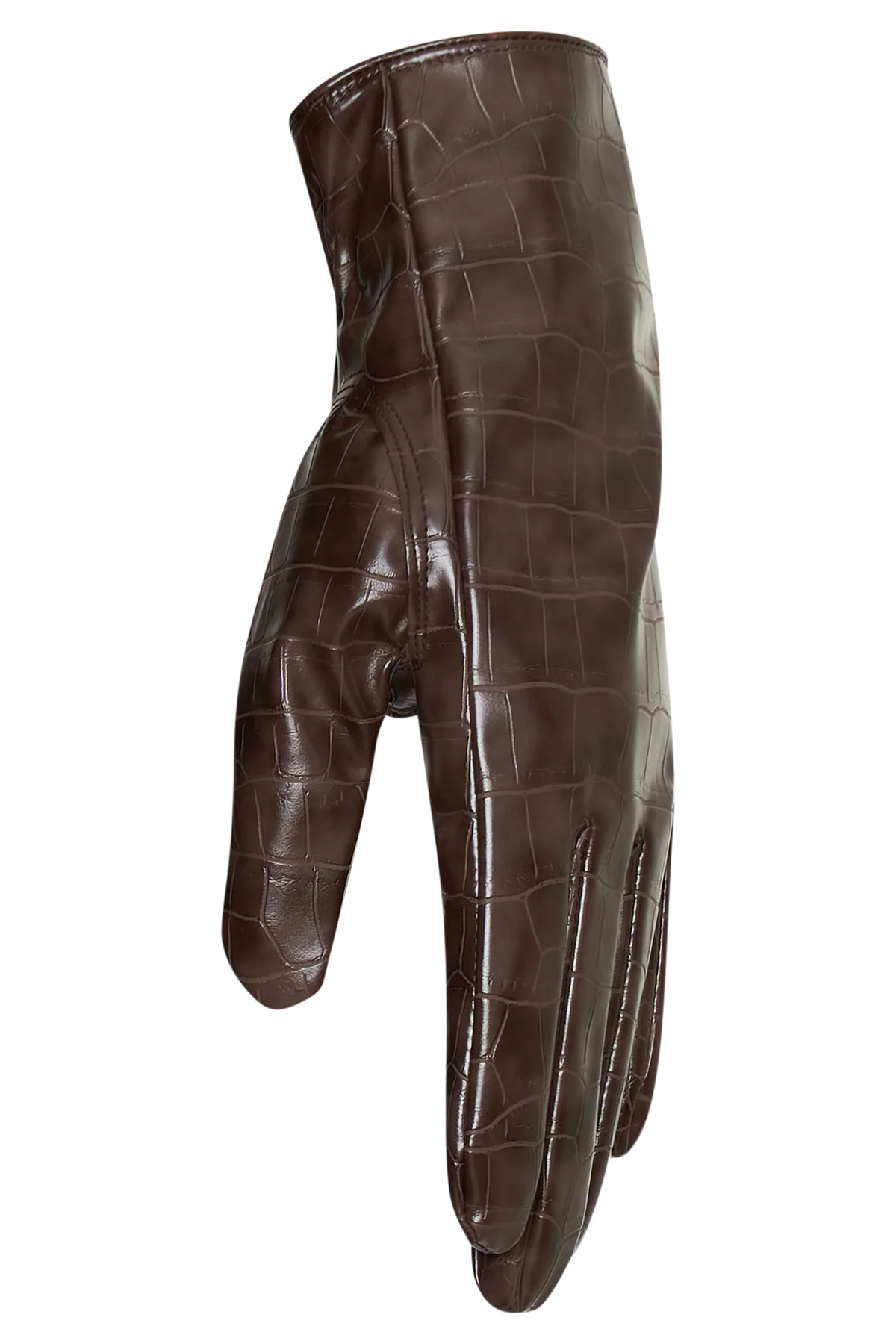 Atlas Faux Leather Crocodile Gloves Chocolate