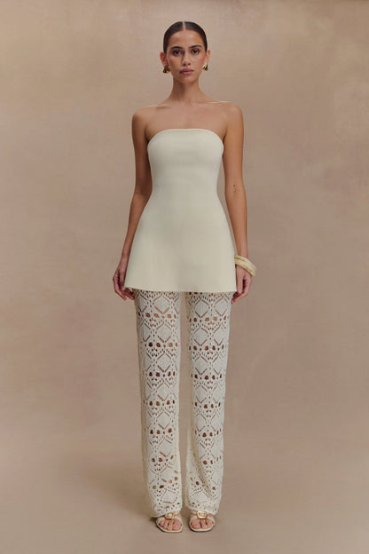 Anette Bandage Knit Strapless Top Ivory