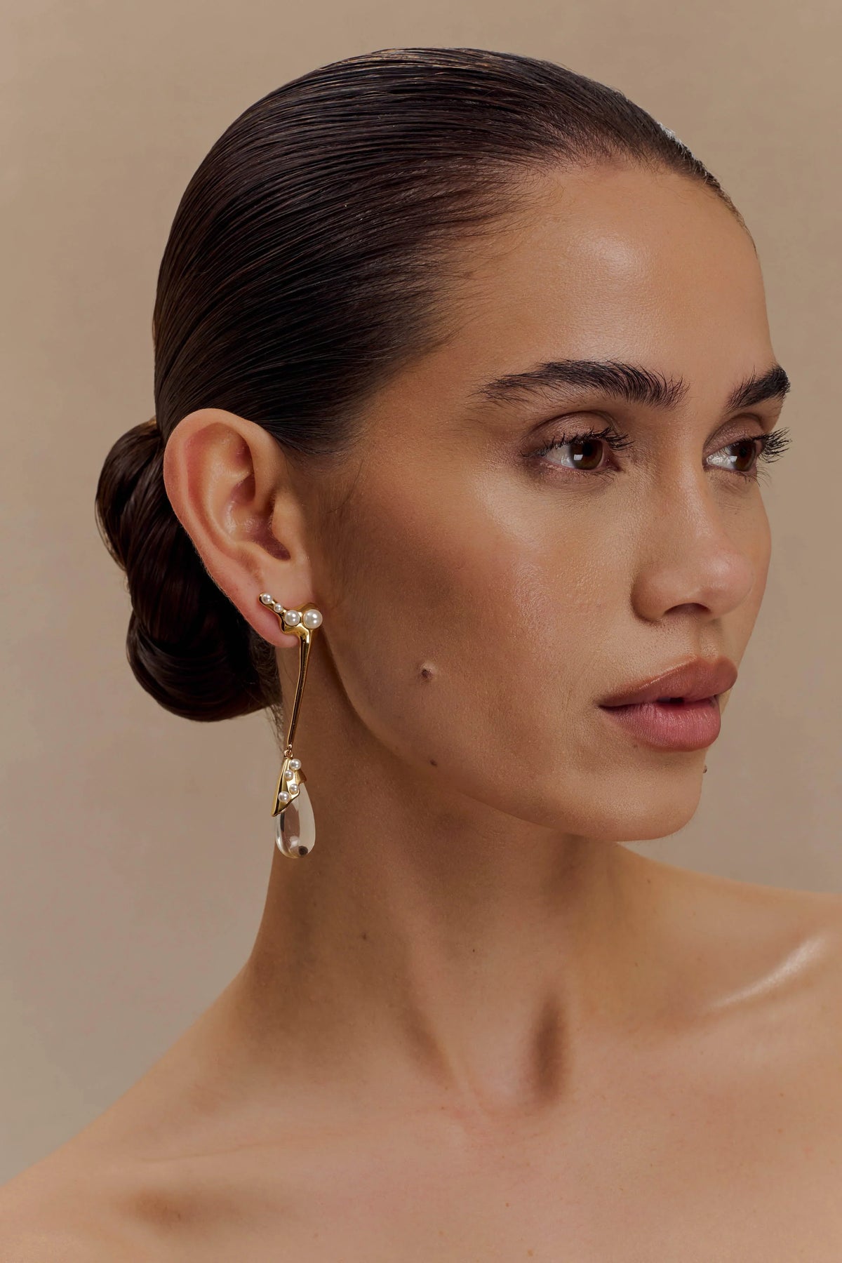 Adelaide Pearl Drop Earrings Gold