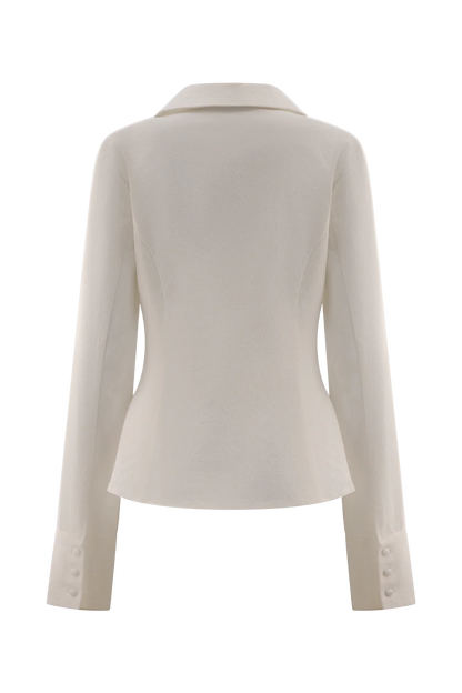 Annalee Cotton Beaded Tie Shirt White