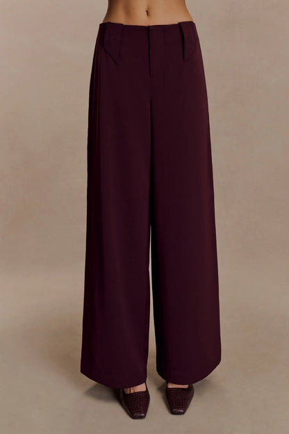 Arlo Wide Leg Suiting Trouser Mahogany