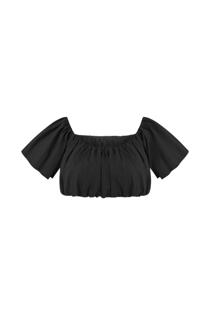 Autumn Off Shoulder Bubble Top Black