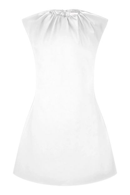 Ariana Pleated Neck Mini Dress Ivory
