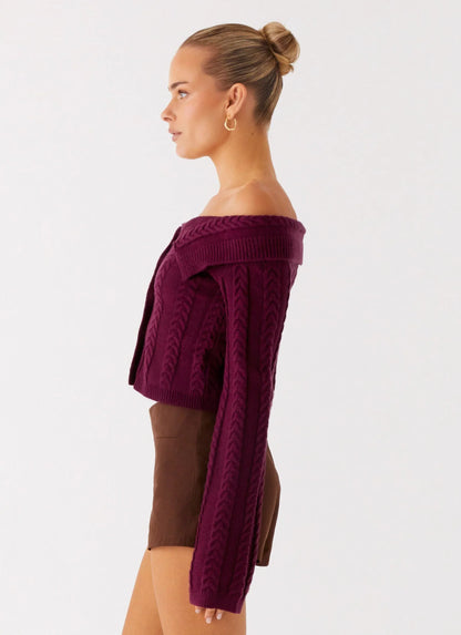 All Hours Cable Knit Plum