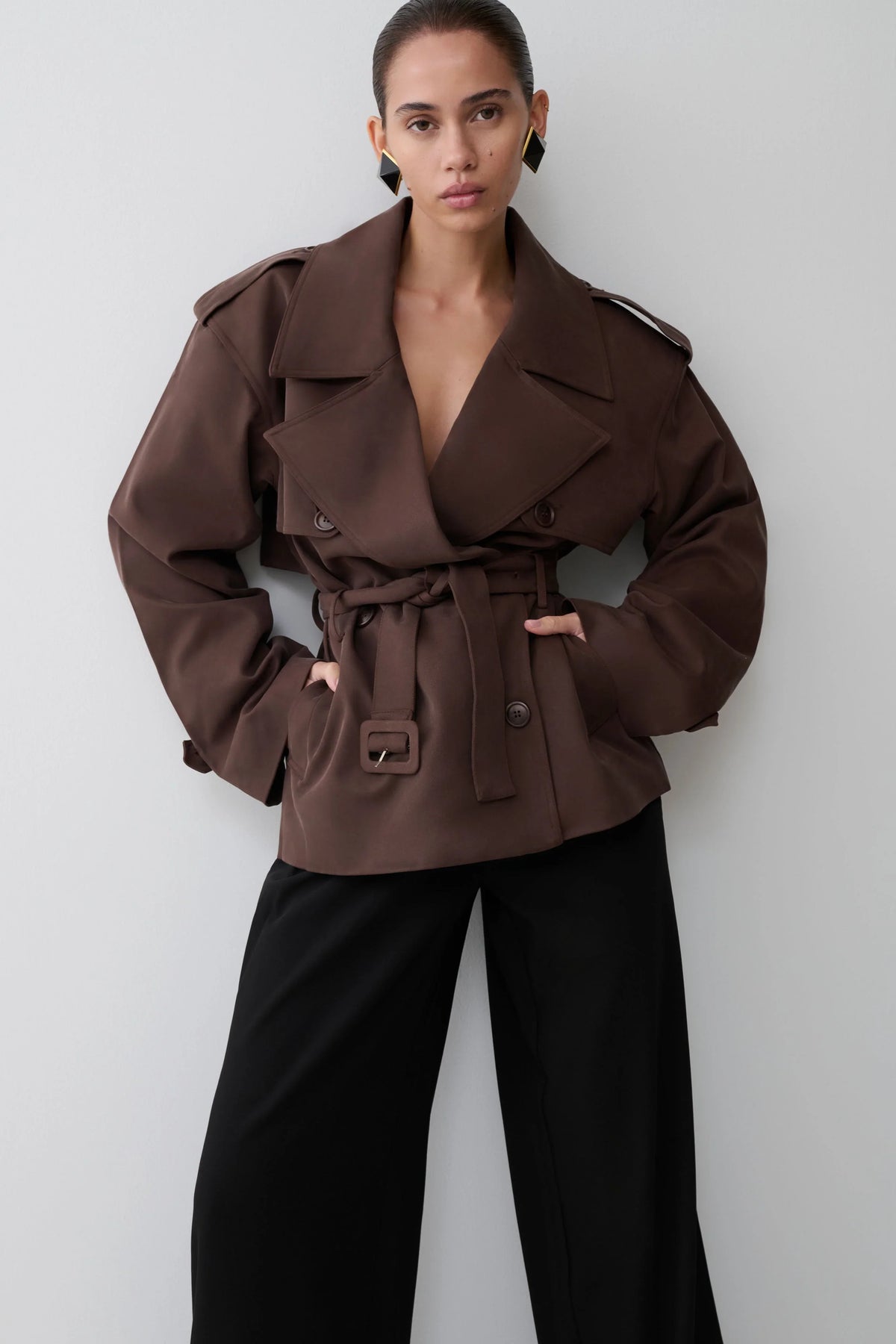 Alden Short Trench Jacket Chocolate