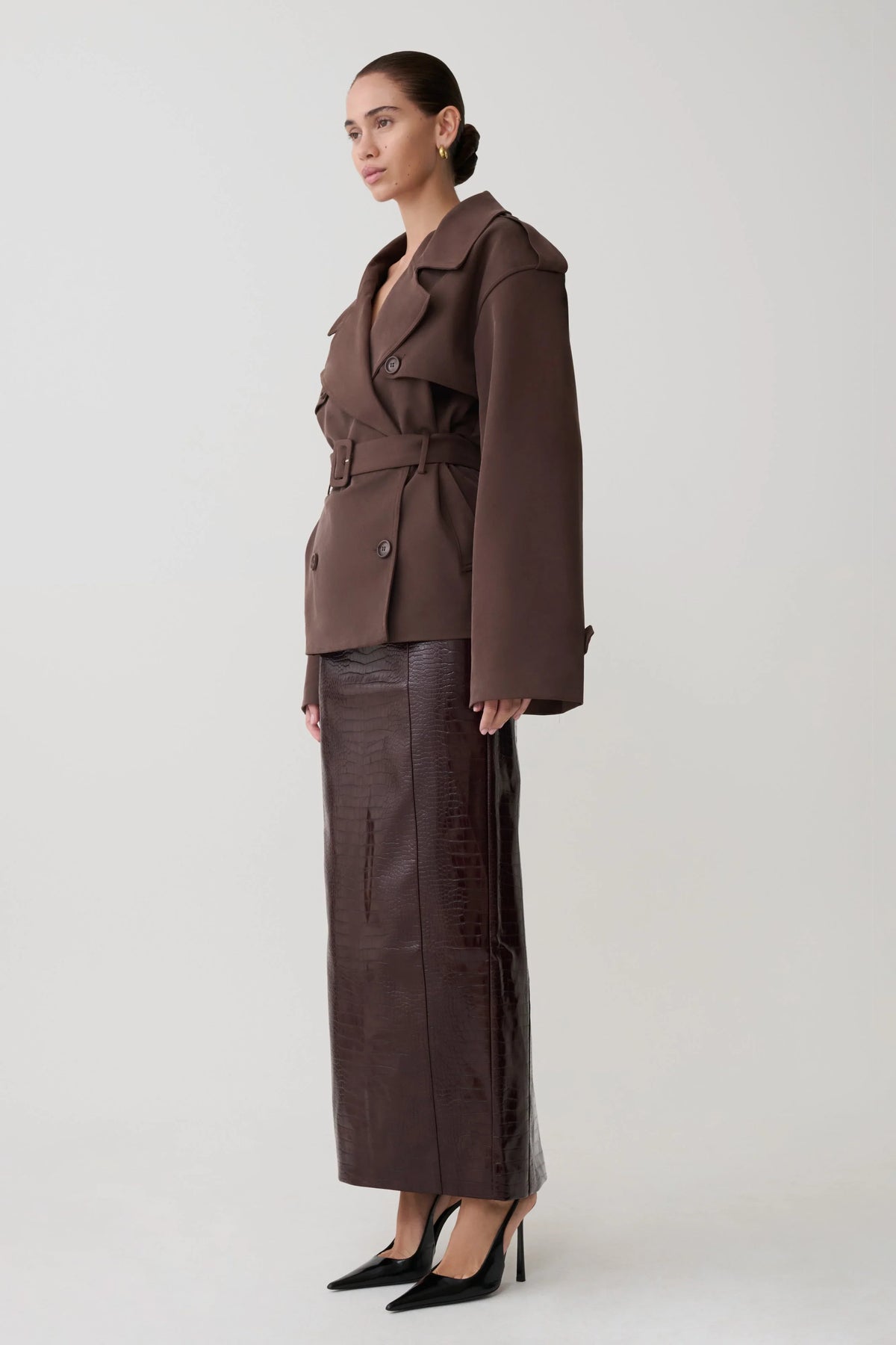 Alden Short Trench Jacket Chocolate