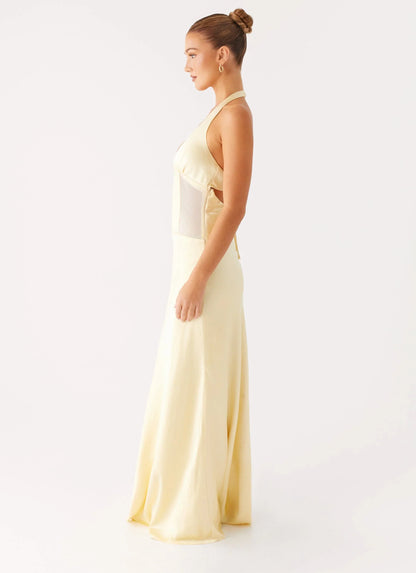 Ambre Mesh Panel Maxi Dress Yellow