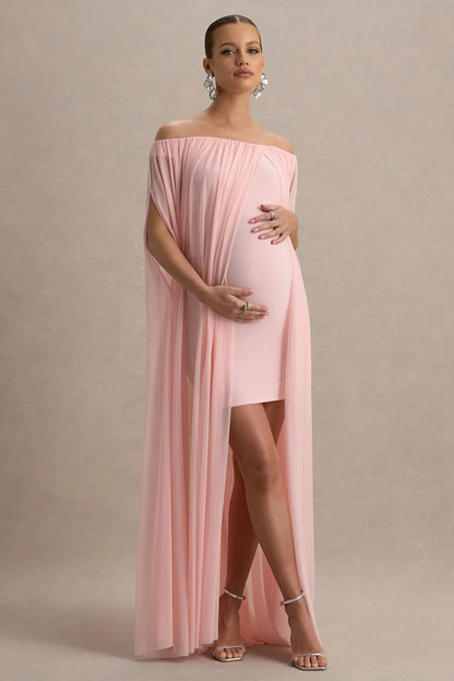 Atmosphere Pink Bandeau Maternity Mini Dress With Mesh Overlay